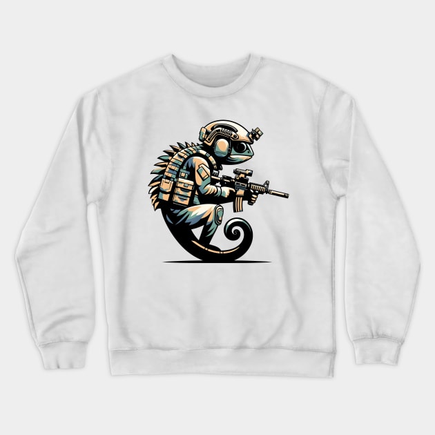 Tactical Cameleon Mastery Tee: Where Style Meets Stealth Crewneck Sweatshirt by Rawlifegraphic